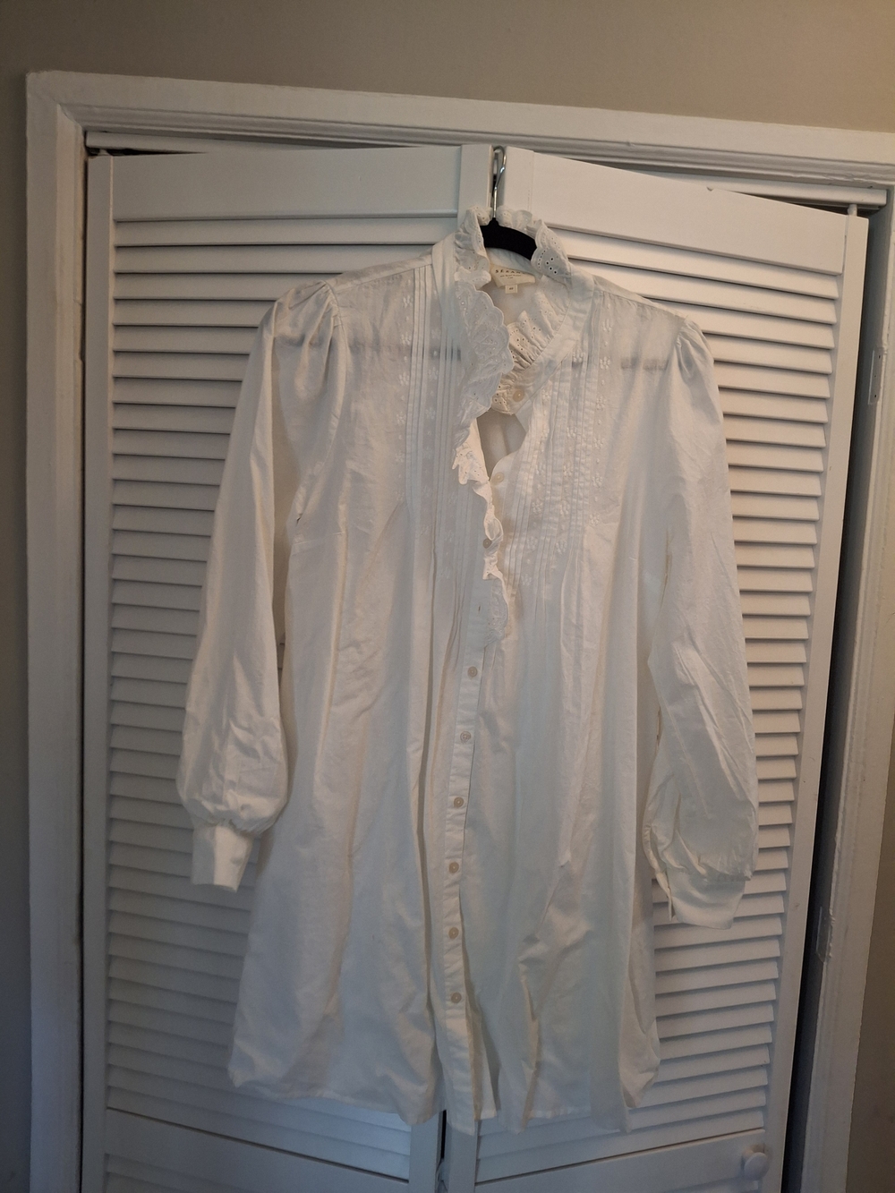 Sezane White Ruffled Pintuck Mini Dress